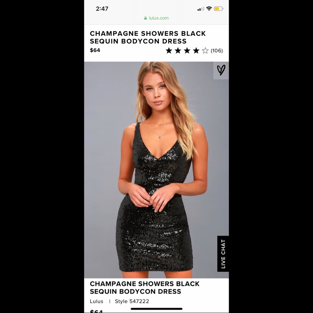 Lulus champagne showers black sequin bodycon dress